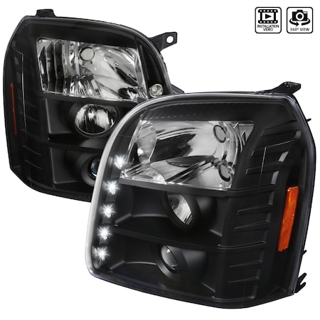 Spec-D Tuning 07-10 GMC Yukon Halo LED Projector Black 2LHP-DEN07JM-TM